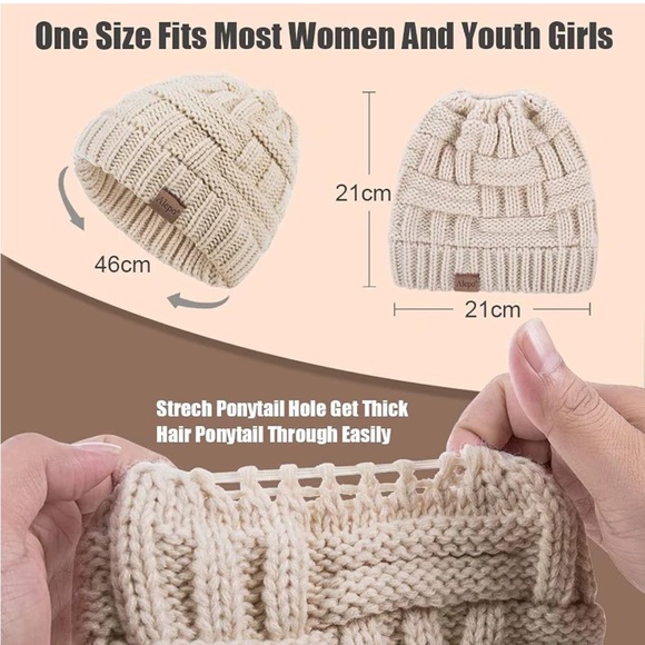 Women’s beanie with hole for pony tail - Picture 4 of 8